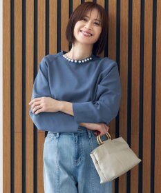 自由区 S 【洗える】パールディティールプルオーバー ニット