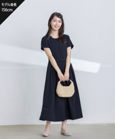 Tiaclasse 【洗える】半袖リボンギャザーフレアワンピース