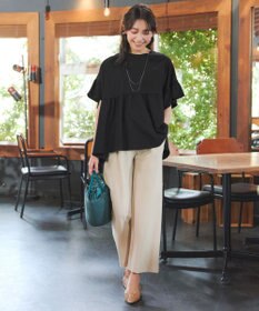 Tiaclasse 【新色追加】ギャザー切り替えフレアプルオーバー