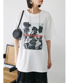 Green Parks レトロフラワーロゴ入りプリントＴシャツ