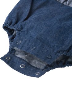 MIKI HOUSE HOT BISCUITS 【70-90cm】 顔ドン スカート付きデニムロンパース