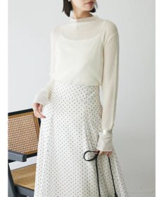 Green Parks AnriettMusee ラメ切替スリーブリブシアーニット