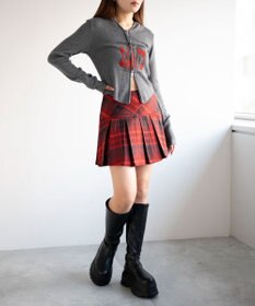 WEGO 【SCHOOL ITEM】チェック切替プリーツミニスカパン