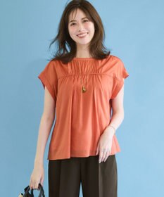 23区 アキハコンビ ギャザーデザイン ブラウス テラコッタピンク系