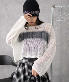 WEGO スプレーロゴジャガードメッシュニット