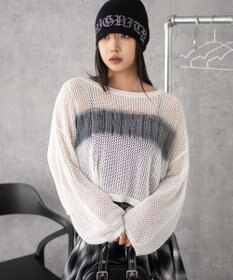 WEGO スプレーロゴジャガードメッシュニット