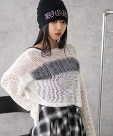 WEGO スプレーロゴジャガードメッシュニット