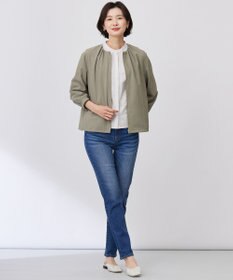 J.PRESS LADIES S 【洗える・接触冷感・防シワ・吸水速乾】BREEZE COOL  ノーカラー ブルゾン