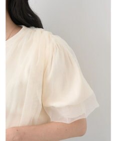 earth music&ecology チュールドッキング半袖ニットプルオーバー