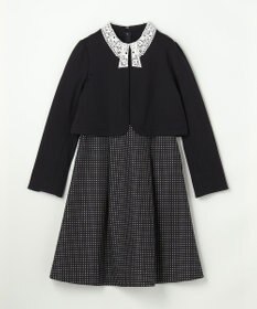 組曲 KIDS 【110-140㎝】 ドットジャガードワンピース＆ジャケットセット