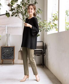 Tiaclasse L 【洗える】ミラノリブ編みのフレア袖ニットチュニック