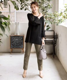 Tiaclasse L 【洗える】ミラノリブ編みのフレア袖ニットチュニック