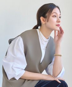 Phoebe パール×ドロップメタル3連ネックレス　ゴールド