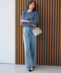 自由区 S 【洗える】パールディティールプルオーバー ニット