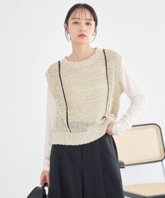 earth music&ecology 配色ラインＭＩＸニットベスト