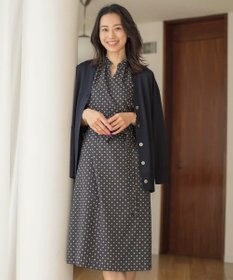 J.PRESS LADIES L 【洗える】ジオメトリックプリント ワンピース