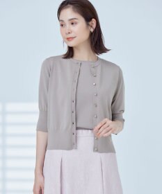 組曲 【洗える・6色展開】CANDYボタン 半袖カーディガン