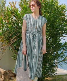 Tiaclasse 【洗える】麻調前開きフレンチワンピース