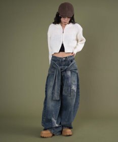 WEGO ダブルZIPニットカーデ