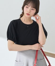 earth music&ecology ロゴプレート付きパフスリーブプルオーバー