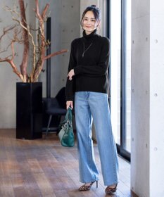 Tiaclasse 【洗える】もっちり柔らかいリブタートルプルオーバーニット