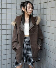 WEGO 【25年秋冬新作】ファーフードBIGZIPパーカー