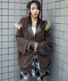 WEGO 【25年秋冬新作】ファーフードBIGZIPパーカー