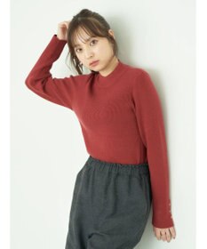 earth music&ecology ゴールド釦スリーブリブプルオーバー