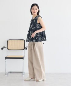 earth music&ecology 【セットアップ対応】前後2WAYフラワーノースリーブブラウス