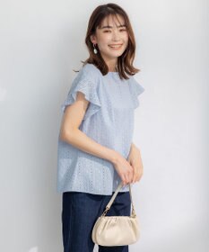 組曲 エンブロイダリーレースフレンチスリーブ ブラウス