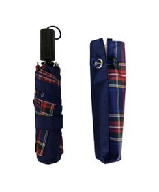 +RING 【簡単/便利】UNISEX 自動開閉式 折傘58cm NVY-CHK T1237