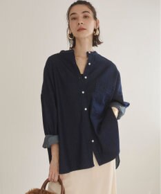 WEGO 【ANGIE VINTAGE】オーバーサイズ バンドカラー デニムシャツ