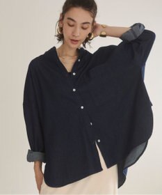 WEGO 【ANGIE VINTAGE】オーバーサイズ バンドカラー デニムシャツ