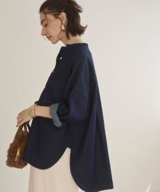 WEGO 【ANGIE VINTAGE】オーバーサイズ バンドカラー デニムシャツ