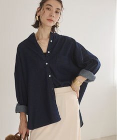 WEGO 【ANGIE VINTAGE】オーバーサイズ バンドカラー デニムシャツ