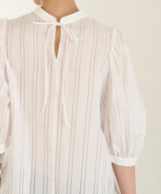 UNFILO ストライプレース 2WAY パフスリーブブラウス