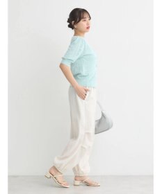 earth music&ecology リボン柄透かし編みニットカーディガン