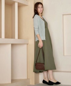 Tiaclasse L Vネックラメニットシアーカーディガン