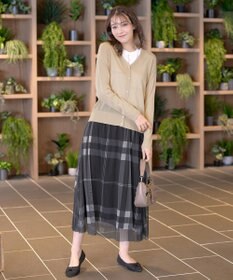 Tiaclasse L Vネックラメニットシアーカーディガン