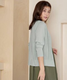 Tiaclasse L Vネックラメニットシアーカーディガン