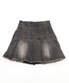 WEGO ヴィンテージウォッシュデニムプリーツスカパン