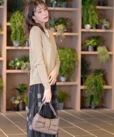 Tiaclasse L Vネックラメニットシアーカーディガン