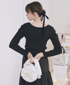 Maison de FLEUR フェイクファーパールリボンラウンドバッグ