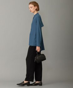 ICB 【洗える】 スパンローンプリーツ バンドカラーシャツ