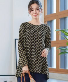 Tiaclasse L 花柄カットレースフレアトップス