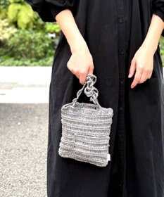 ROOTOTE 1090【手編みカゴバッグ風】SC.ベビールー.クロッシュメタリック-A