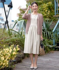 Tiaclasse L Vネックラメニットシアーカーディガン