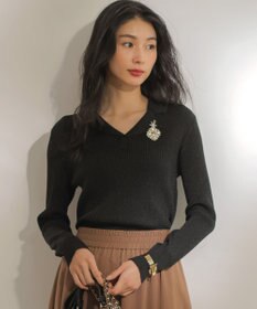 組曲 ラメリブポロ襟 ニット