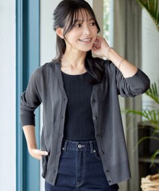 Tiaclasse L Vネックラメニットシアーカーディガン