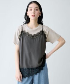 ANY デシンレースキャミソール スレート×ブラックレース